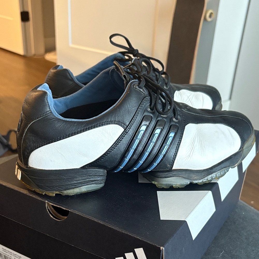 Adidas Men's Black and White Golf Shoes